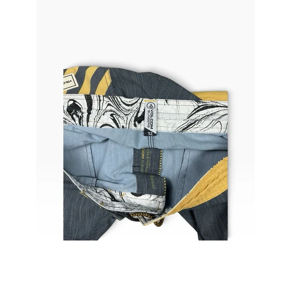 Volcom Slinger Board Shorts Men’s Size 32 Blue/Yellow Striped